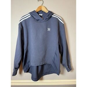 Woman's Adidas Hoodie Gray and navy blue no size tags see measurements L or XL